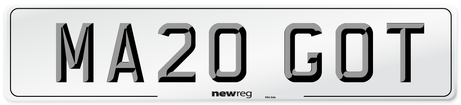 MA20 GOT Number Plate from New Reg